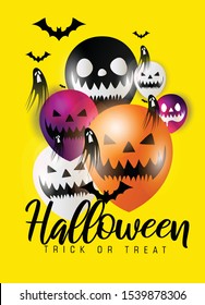 Halloween party Halloween candy and Halloween Ghost Balloons pumpkins under the moonlight