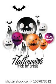 Halloween party Halloween candy and Halloween Ghost Balloons pumpkins under the moonlight