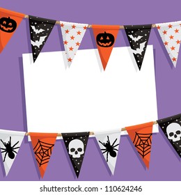 halloween party card with bunting and space for text