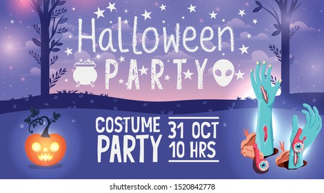 Halloween party card design ,vector illustration