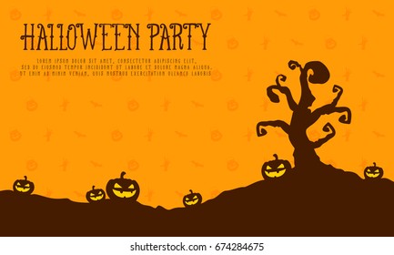 Halloween party card pumpkin landscape