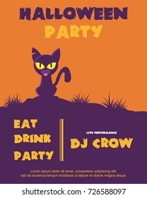 Halloween party cat  style poster collection