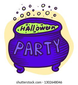Halloween party cauldron icon. Hand drawn illustration of Halloween party cauldron vector icon for web design