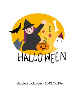 Halloween party celebration cartoon flat vector 