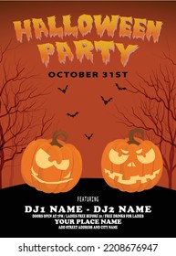 Halloween party celebration flyer poster or social media post design