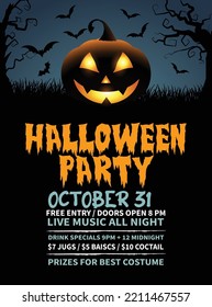 Halloween party celebration flyer poster or social media post design