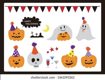 Halloween party characters isolated on white background