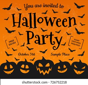 Halloween Party - concept of invitation. Vector.