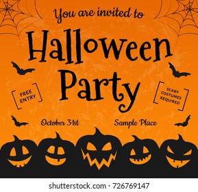 Halloween Party - concept of invitation. Vector.