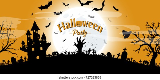 Halloween Party concept Vector Banner