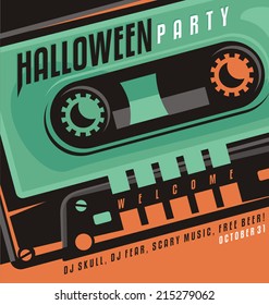 Halloween party - creative design concept with skull shape made as a part of music cassette tape.