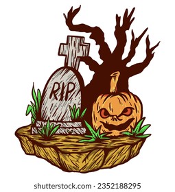 halloween party creepy pumpkins illustartion vector by mbelebeer