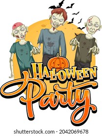 Halloween Party with Creepy zombies illustration