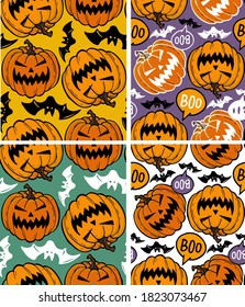 Halloween party - cute hand drawn doodle pattern set. Halloween postcard  - art, t-shirt design, banner, web.
