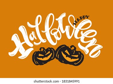 Halloween party - cute hand drawn doodle lettering label. Halloween art for poster, banner, t-shirt design.