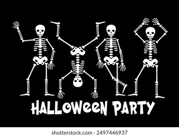 Halloween Party Tanzen Skelett, Skelette Happy Halloween, Skelett Shirt Vektor