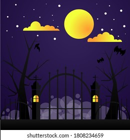 Halloween Party Dark Gate Background Illustration