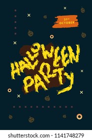 Halloween Party dark poster with geometric decoration. Vertical  banner. Template for holiday design. Vector illustration.