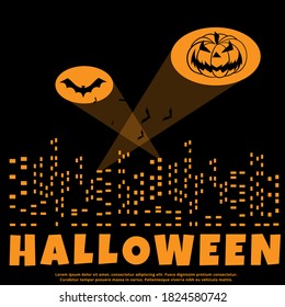 Halloween Party Day , pumpkins funny faces. Autumn holidays.Use Comic Books and Scary Movie Posters. Vector Illustration