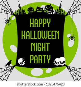 Halloween Party Day , pumpkins funny faces. Autumn holidays.Use Comic Books and Scary Movie Posters. Vector Illustration