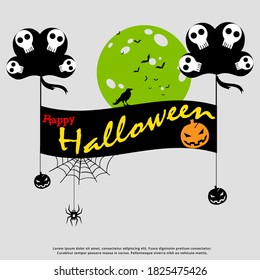 Halloween Party Day , pumpkins funny faces. Autumn holidays.Use Comic Books and Scary Movie Posters. Vector Illustration