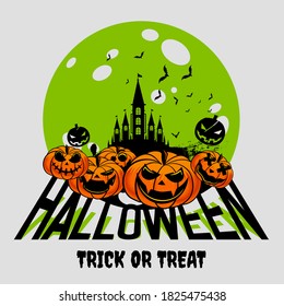 Halloween Party Day , pumpkins funny faces. Autumn holidays.Use Comic Books and Scary Movie Posters. Vector Illustration