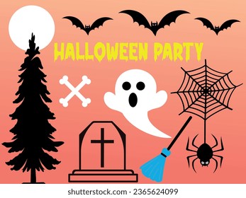 Halloween Party design banner. Happy Halloween banner or party invitation background. Vector illustration