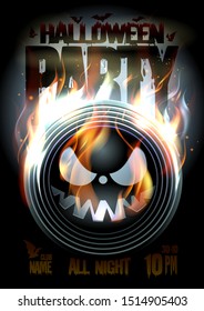 Halloween party design concept with burning vinyl