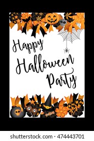 Halloween party design template decoration with pumpkin,spider,bat and candy