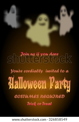 Halloween Party Design template, flat design.  Party poster with ghost and place for text