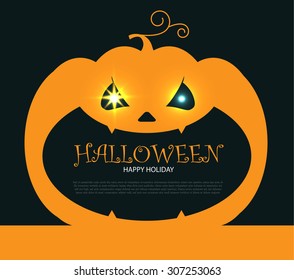 Halloween Party Design template, with pumpkin and place for text. Vector illustration