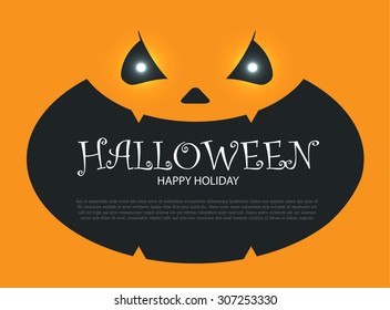 Halloween Party Design template, with pumpkin and place for text. Vector illustration