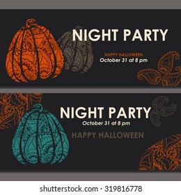 Halloween Party Design template, with pumpkin and place for text.
