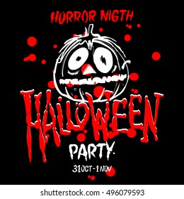 Halloween Party Design template, with pumpkin and place for text. art