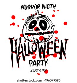 Halloween Party Design template, with pumpkin and place for text. art