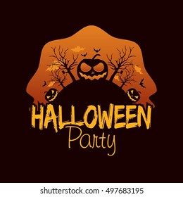 Halloween Party Design template with pumpkin vector illustration.