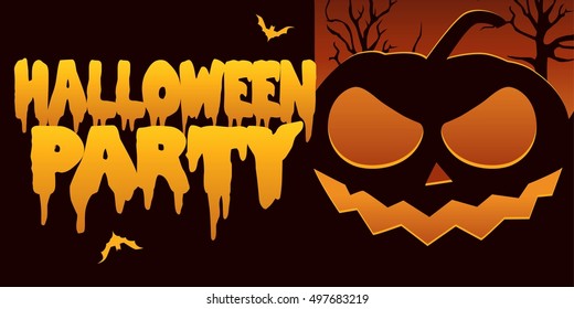Halloween Party Design template with pumpkin vector illustration.