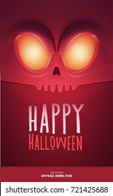 Halloween Party Design template, with scary monster and place for text. Vector Illustration