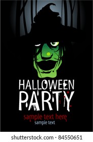 Halloween Party Design Vorlage mit Hexe und Platz für Text.