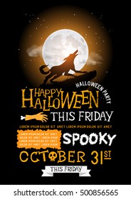  halloween party design, text and layout for october. Vector illustration.