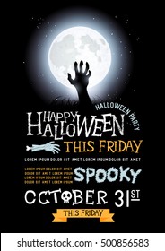  halloween party design text and layout for october. Vector illustration.