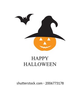 Halloween party, drawn Halloween pumpkin symbol, logo design, vector illustration