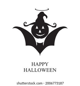 Halloween party, drawn Halloween pumpkin symbol, logo design, vector illustration