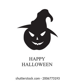 Halloween party, drawn Halloween pumpkin symbol, logo design, vector illustration