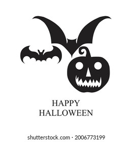 Halloween party, drawn Halloween pumpkin symbol, logo design, vector illustration