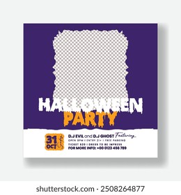 Halloween party editable template for social media posts banner, trick or treat flyer with  Halloween spooky background website banner template design