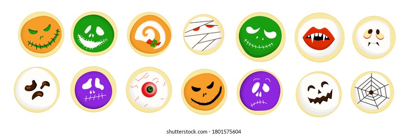 Halloween party element. The baking is funny and scary. halloween cookies isolated on white background.