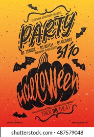 Halloween party. Halloween elements for your design. Silhouette with lettering. Poster for party halloween