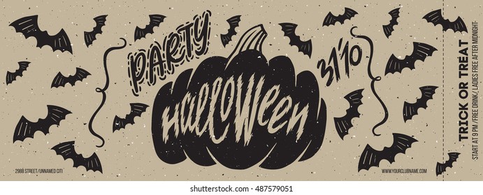 Halloween party. Halloween elements for your design. Silhouette with lettering. Banner for party halloween