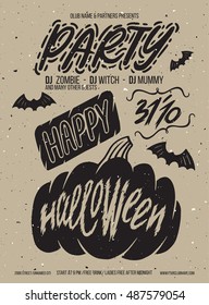 Halloween party. Halloween elements for your design. Silhouette with lettering. Poster for party halloween